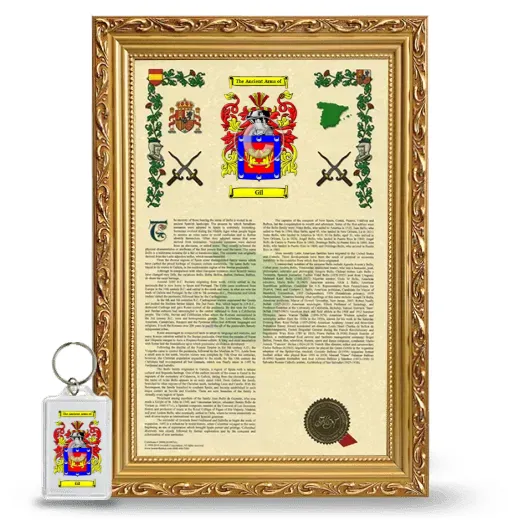 Gil Framed Armorial History and Keychain - Gold