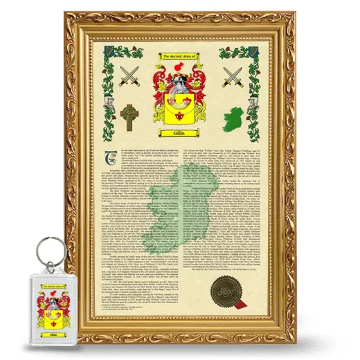 Gillin Framed Armorial History and Keychain - Gold