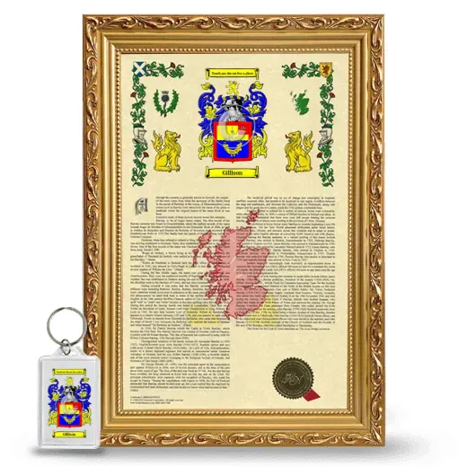 Gillison Framed Armorial History and Keychain - Gold