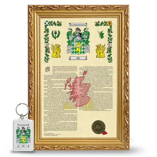 Gils Framed Armorial History and Keychain - Gold