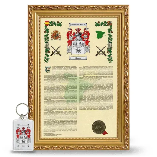 Gimes Framed Armorial History and Keychain - Gold