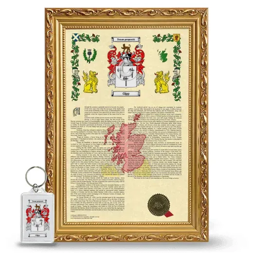 Gipp Framed Armorial History and Keychain - Gold