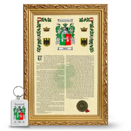 Gissel Framed Armorial History and Keychain - Gold