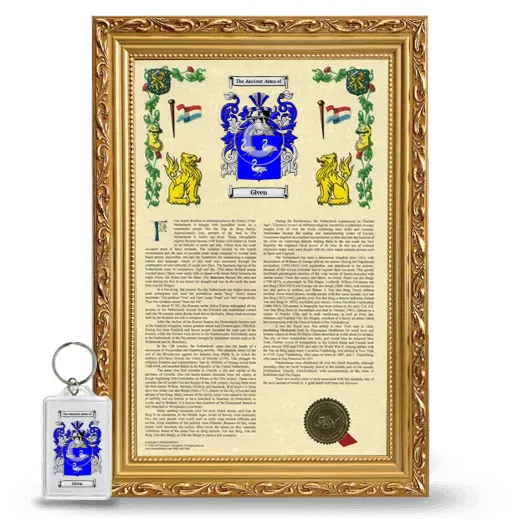 Given Framed Armorial History and Keychain - Gold