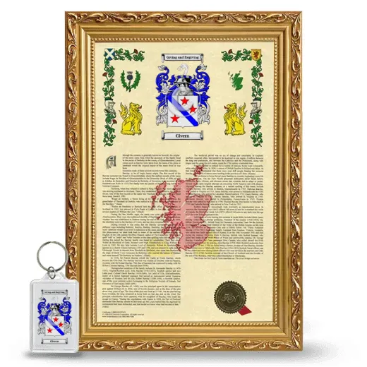 Givern Framed Armorial History and Keychain - Gold