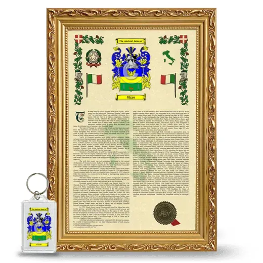Gizzo Framed Armorial History and Keychain - Gold