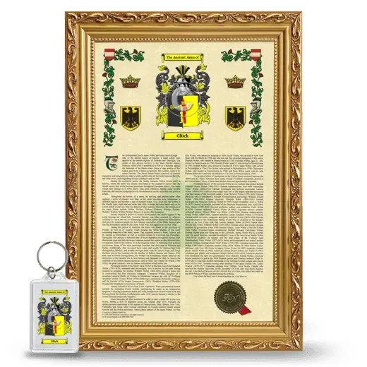 Glück Framed Armorial History and Keychain - Gold