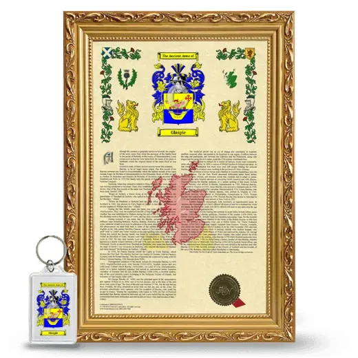 Glaspie Framed Armorial History and Keychain - Gold