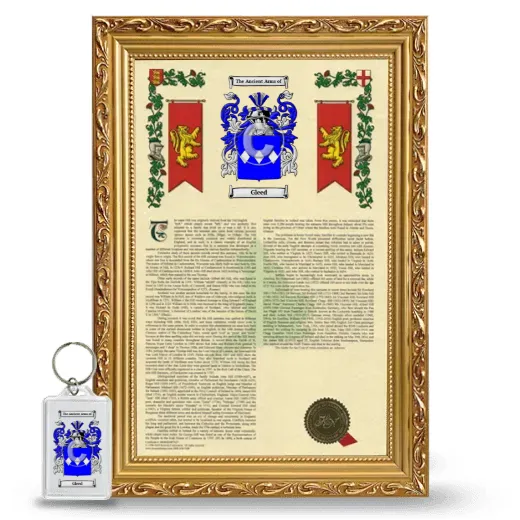 Gleed Framed Armorial History and Keychain - Gold