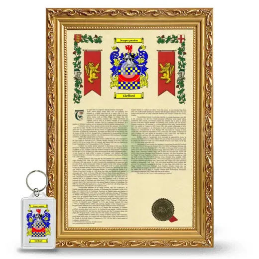 Glefford Framed Armorial History and Keychain - Gold