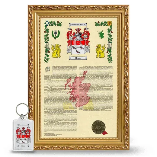 Glenny Framed Armorial History and Keychain - Gold