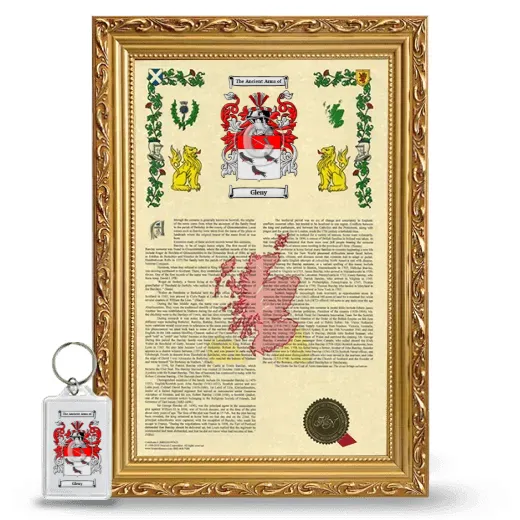 Gleny Framed Armorial History and Keychain - Gold