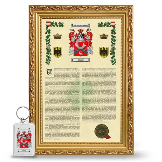 Globig Framed Armorial History and Keychain - Gold