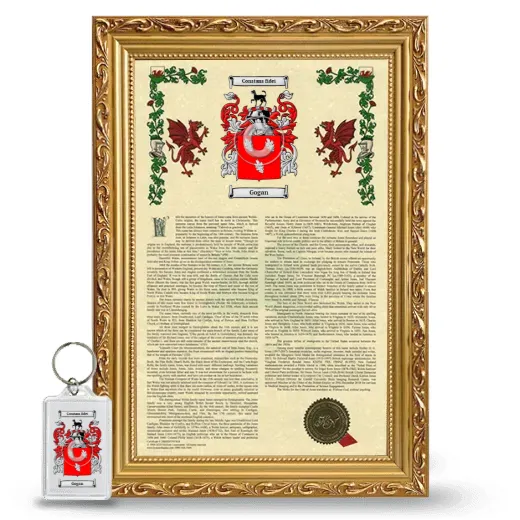 Gogan Framed Armorial History and Keychain - Gold