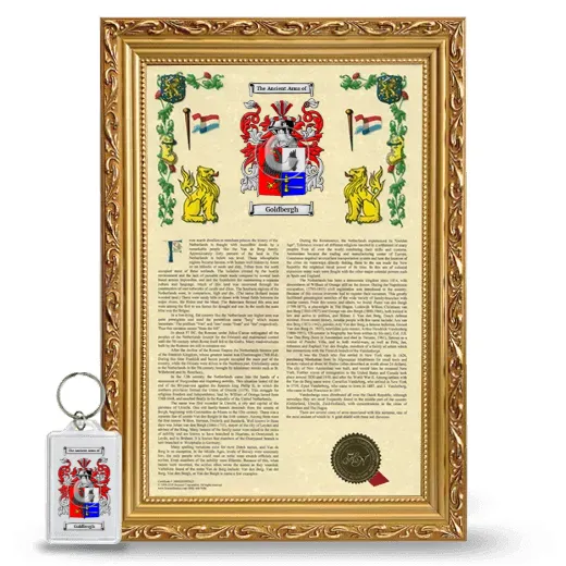 Goldbergh Framed Armorial History and Keychain - Gold