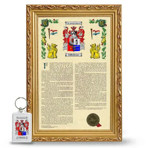 Goldenberger Framed Armorial History and Keychain - Gold