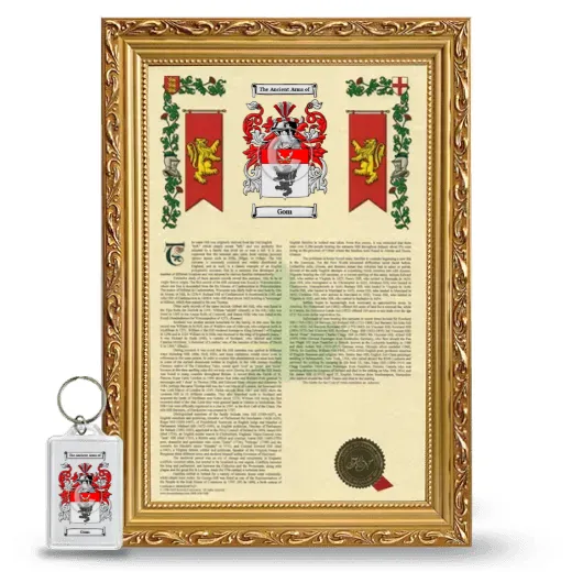 Gom Framed Armorial History and Keychain - Gold