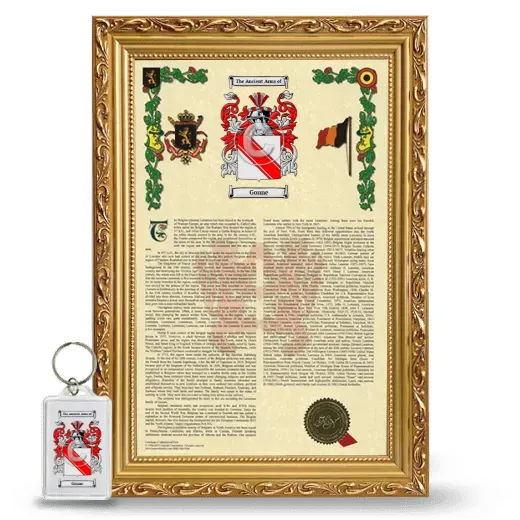 Gonne Framed Armorial History and Keychain - Gold
