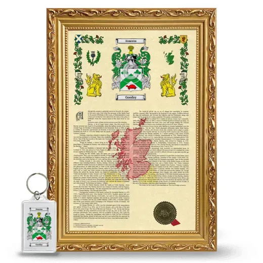Gooday Framed Armorial History and Keychain - Gold