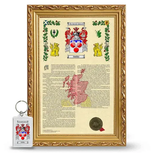 Gorday Framed Armorial History and Keychain - Gold
