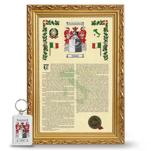 Gorusso Framed Armorial History and Keychain - Gold
