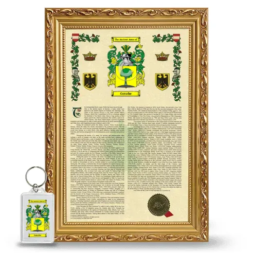 Gotsche Framed Armorial History and Keychain - Gold