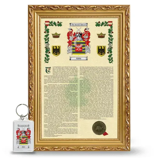 Gotts Framed Armorial History and Keychain - Gold