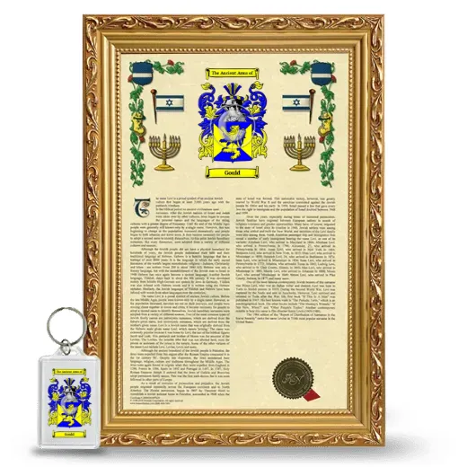 Gould Framed Armorial History and Keychain - Gold