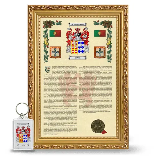 Govea Framed Armorial History and Keychain - Gold