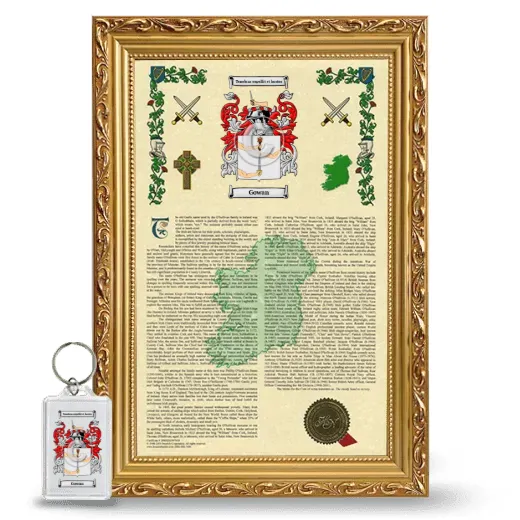 Gowan Framed Armorial History and Keychain - Gold