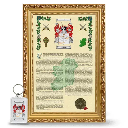 Gowens Framed Armorial History and Keychain - Gold