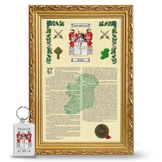 Gowins Framed Armorial History and Keychain - Gold