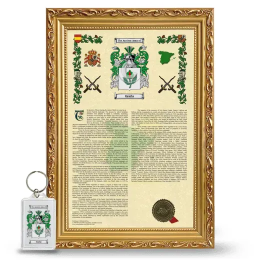 Graña Framed Armorial History and Keychain - Gold