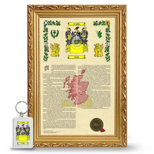 Gram Framed Armorial History and Keychain - Gold