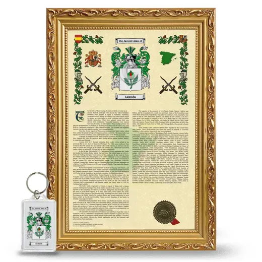 Granda Framed Armorial History and Keychain - Gold