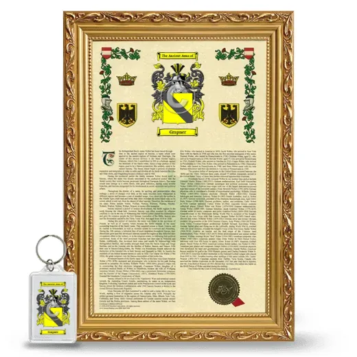 Grapner Framed Armorial History and Keychain - Gold