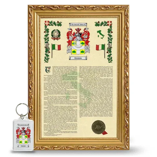 Grasson Framed Armorial History and Keychain - Gold