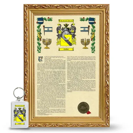 Greber Framed Armorial History and Keychain - Gold