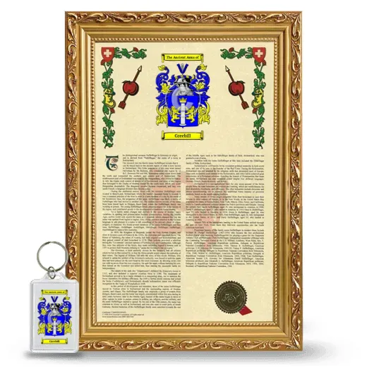Greebill Framed Armorial History and Keychain - Gold