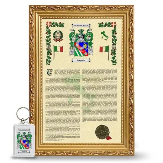 Gregoria Framed Armorial History and Keychain - Gold