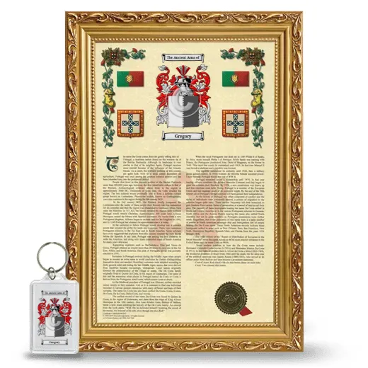 Gregory Framed Armorial History and Keychain - Gold