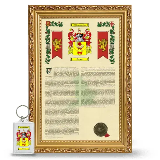 Gressy Framed Armorial History and Keychain - Gold
