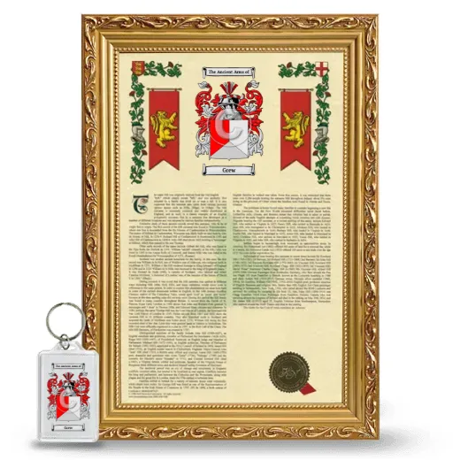 Grew Framed Armorial History and Keychain - Gold