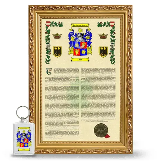 Grim Framed Armorial History and Keychain - Gold