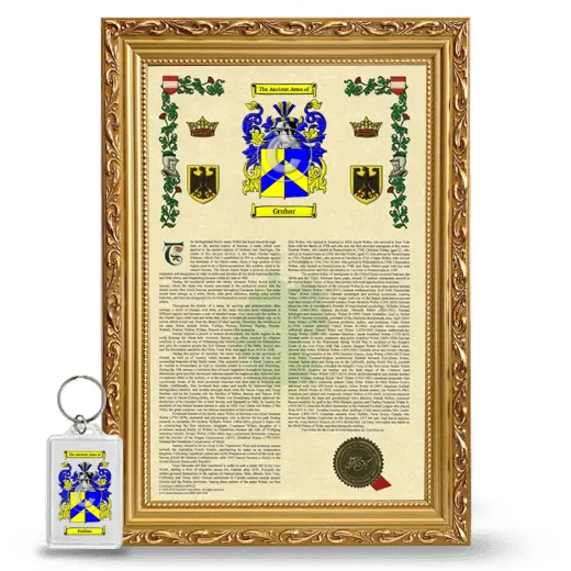 Grubar Framed Armorial History and Keychain - Gold