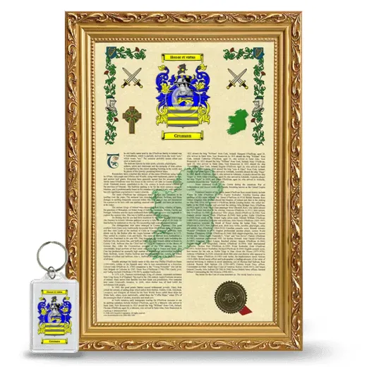 Gruman Framed Armorial History and Keychain - Gold
