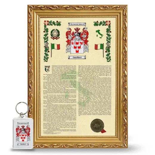 Guarducci Framed Armorial History and Keychain - Gold