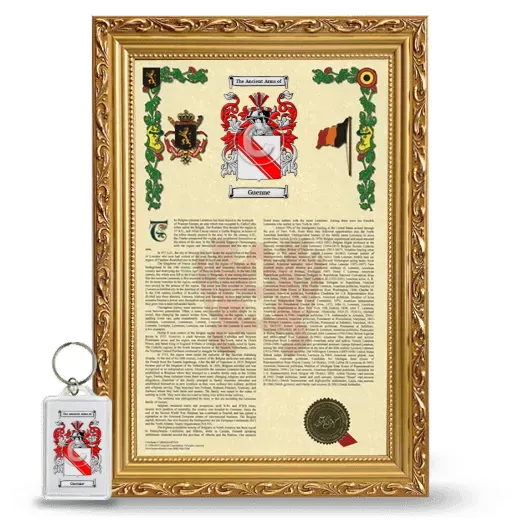Guenne Framed Armorial History and Keychain - Gold