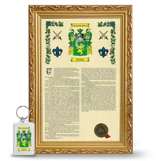 Gueonne Framed Armorial History and Keychain - Gold
