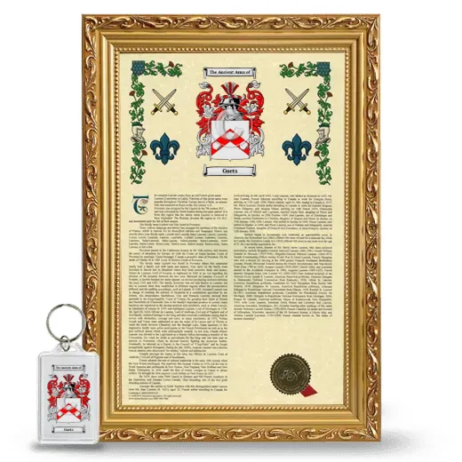 Guets Framed Armorial History and Keychain - Gold